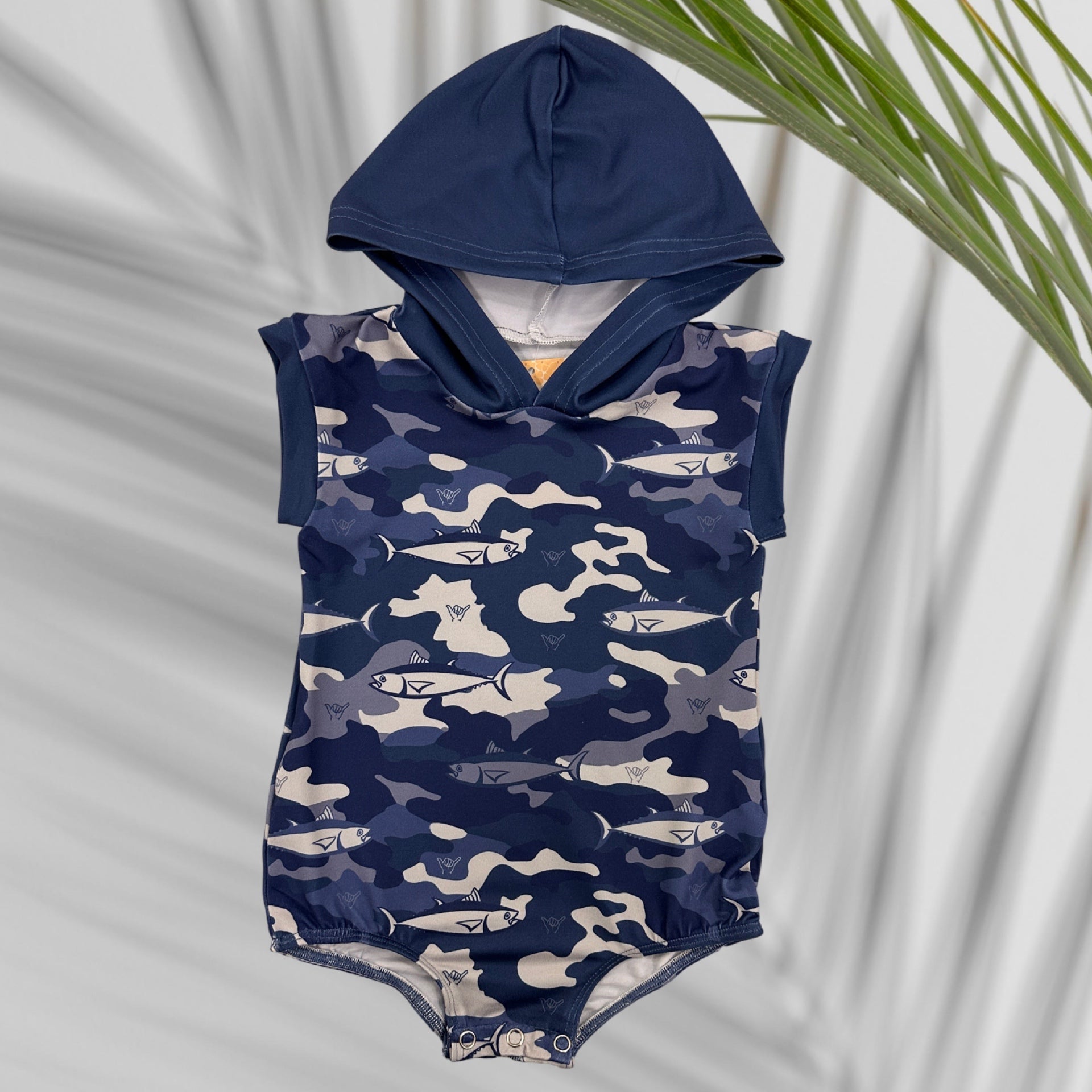 Ahi Shaka Hooded Onesie - Sweet Sweet Honey Hawaii