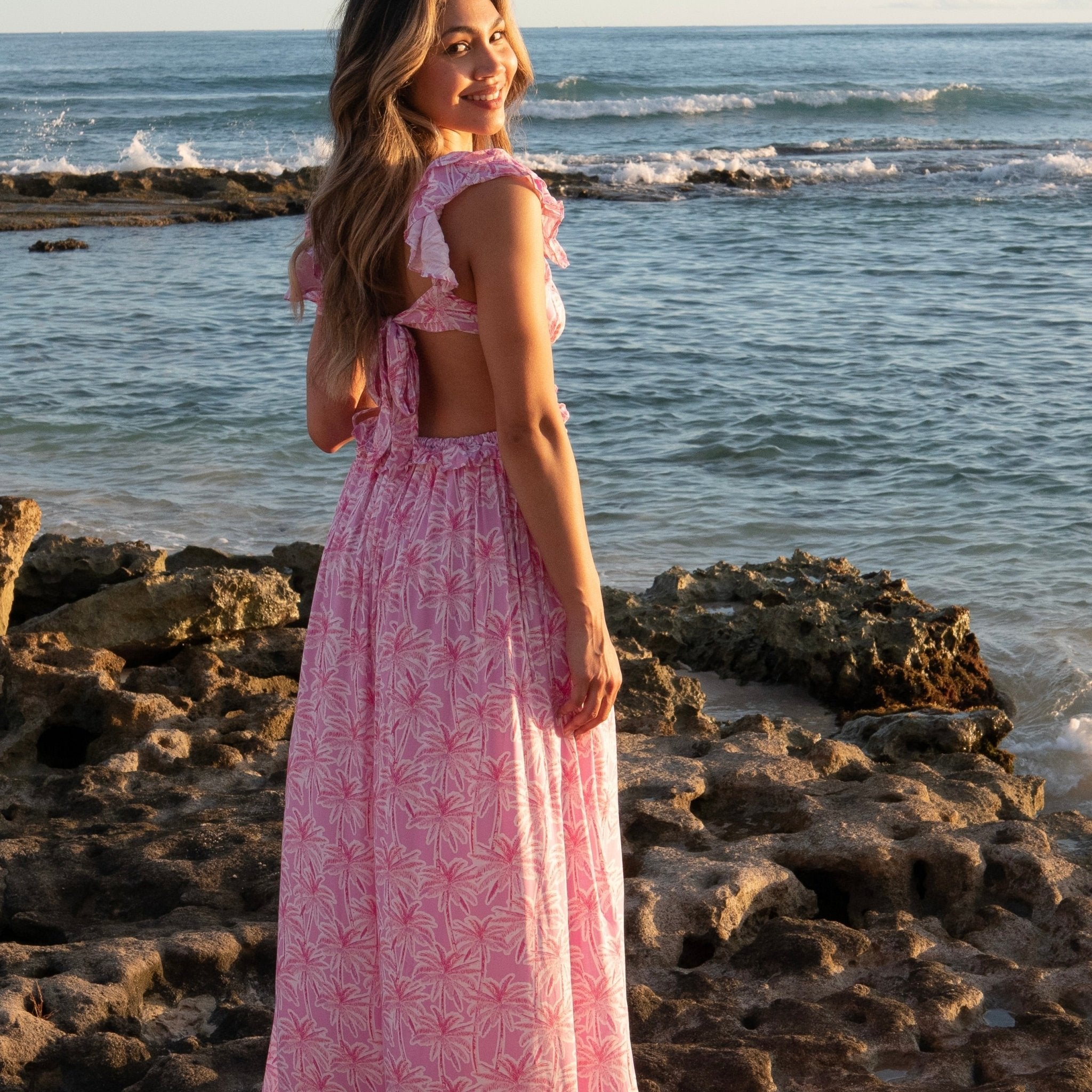 Bali Dress | Women's Palm Tree Maxi - Sweet Sweet Honey Hawaii
