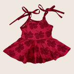 Berry Hibiscus ruffle tie onesie - Sweet Sweet Honey Hawaii