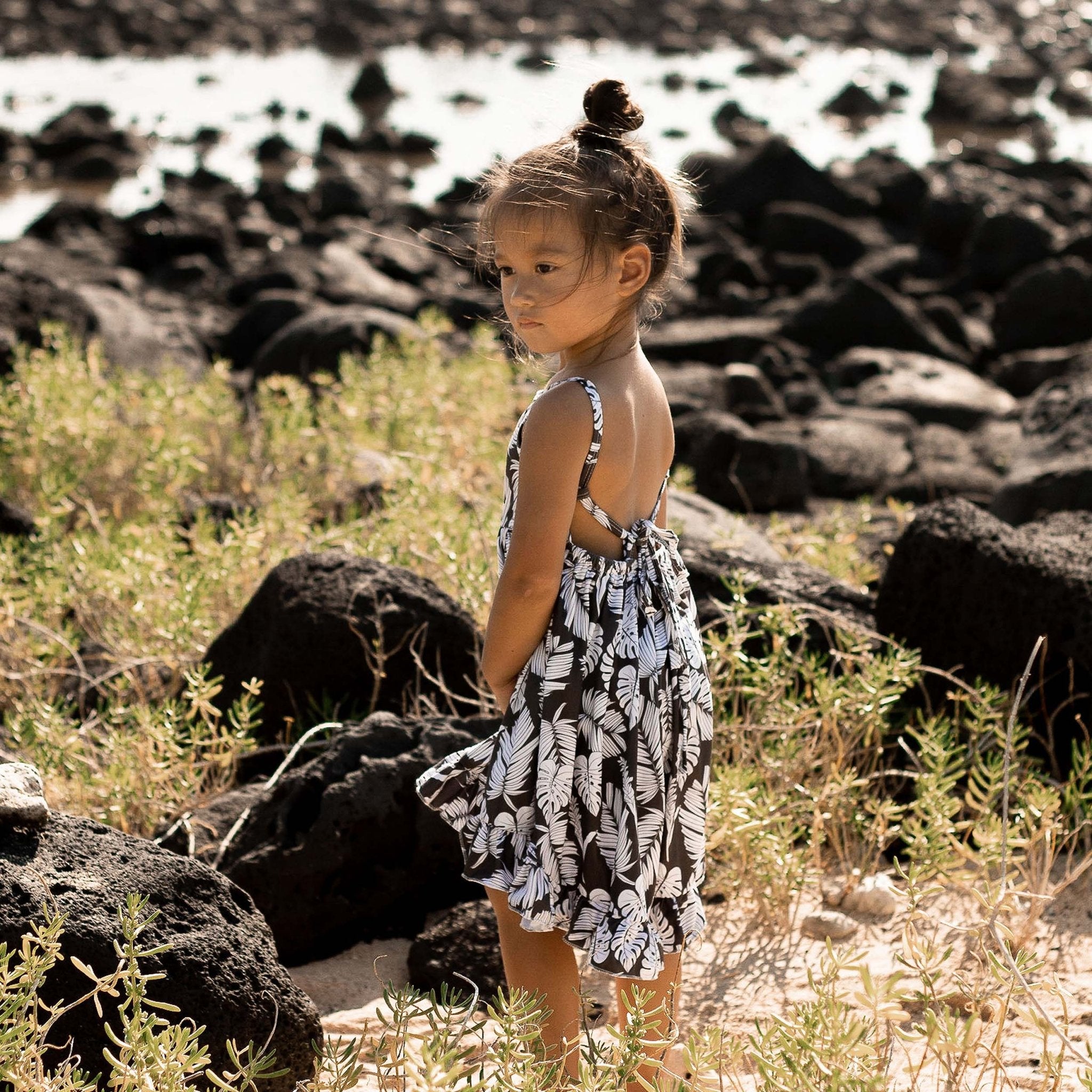 Black Palm Stella Dress - Sweet Sweet Honey Hawaii