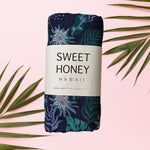 Blue Pahoa Bamboo Swaddle Blanket - Sweet Sweet Honey Hawaii