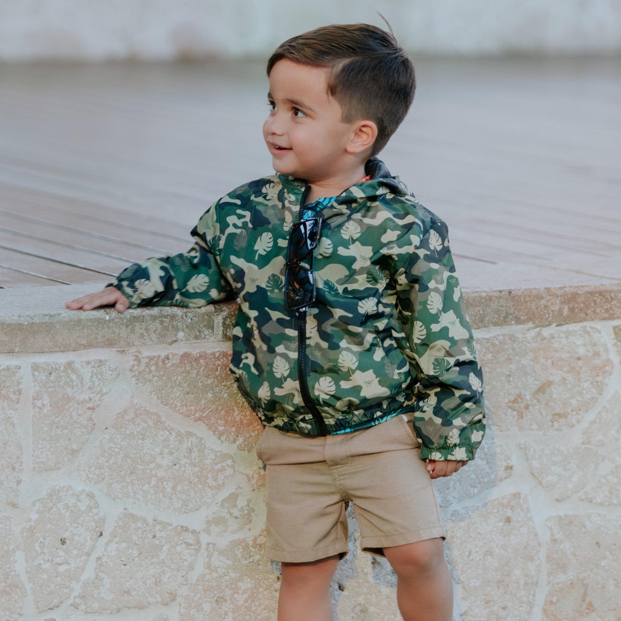 Camo Monstera Windbreaker Jacket - Sweet Sweet Honey Hawaii