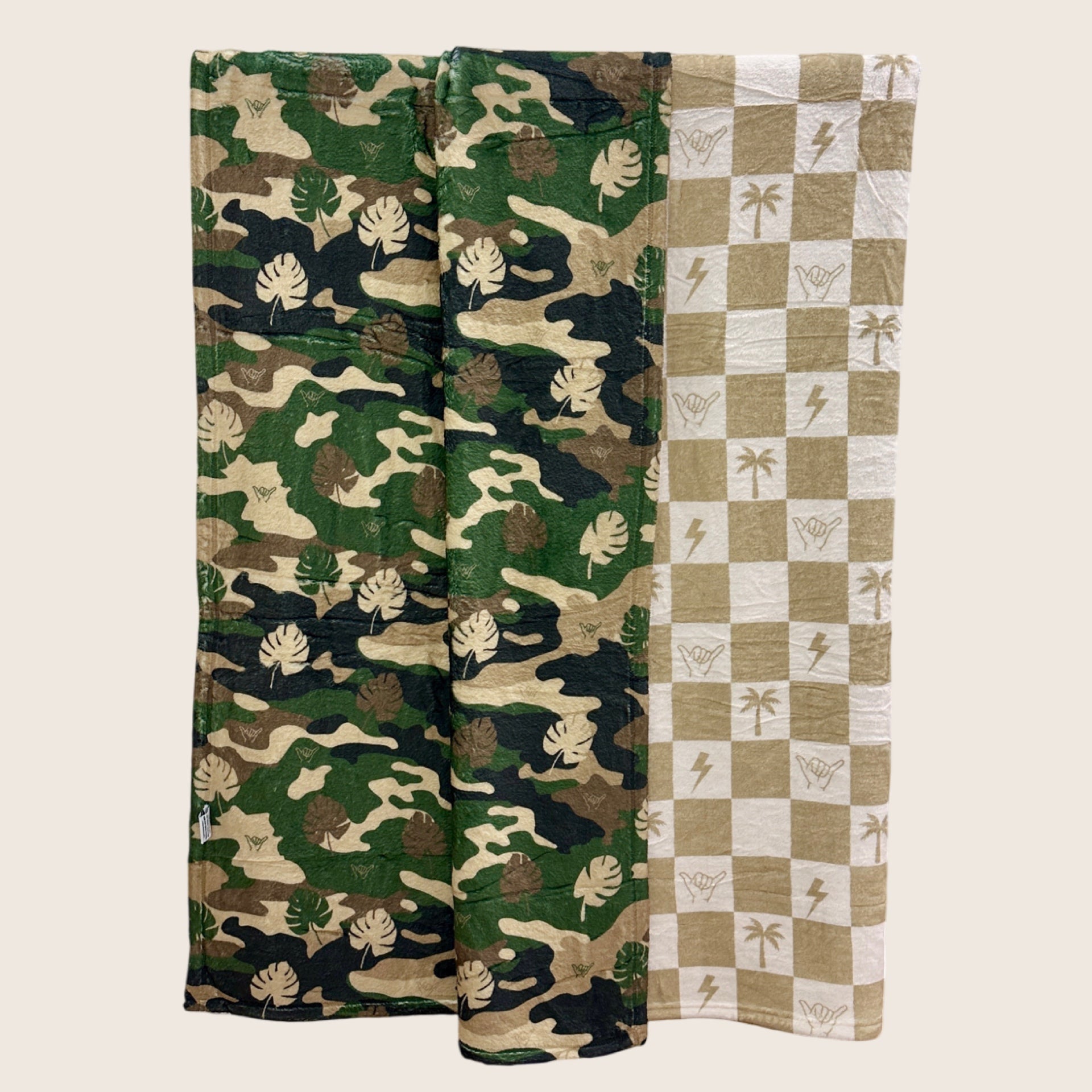 Camo Monstera/Westside Checkered Minky Blanket - Sweet Sweet Honey Hawaii