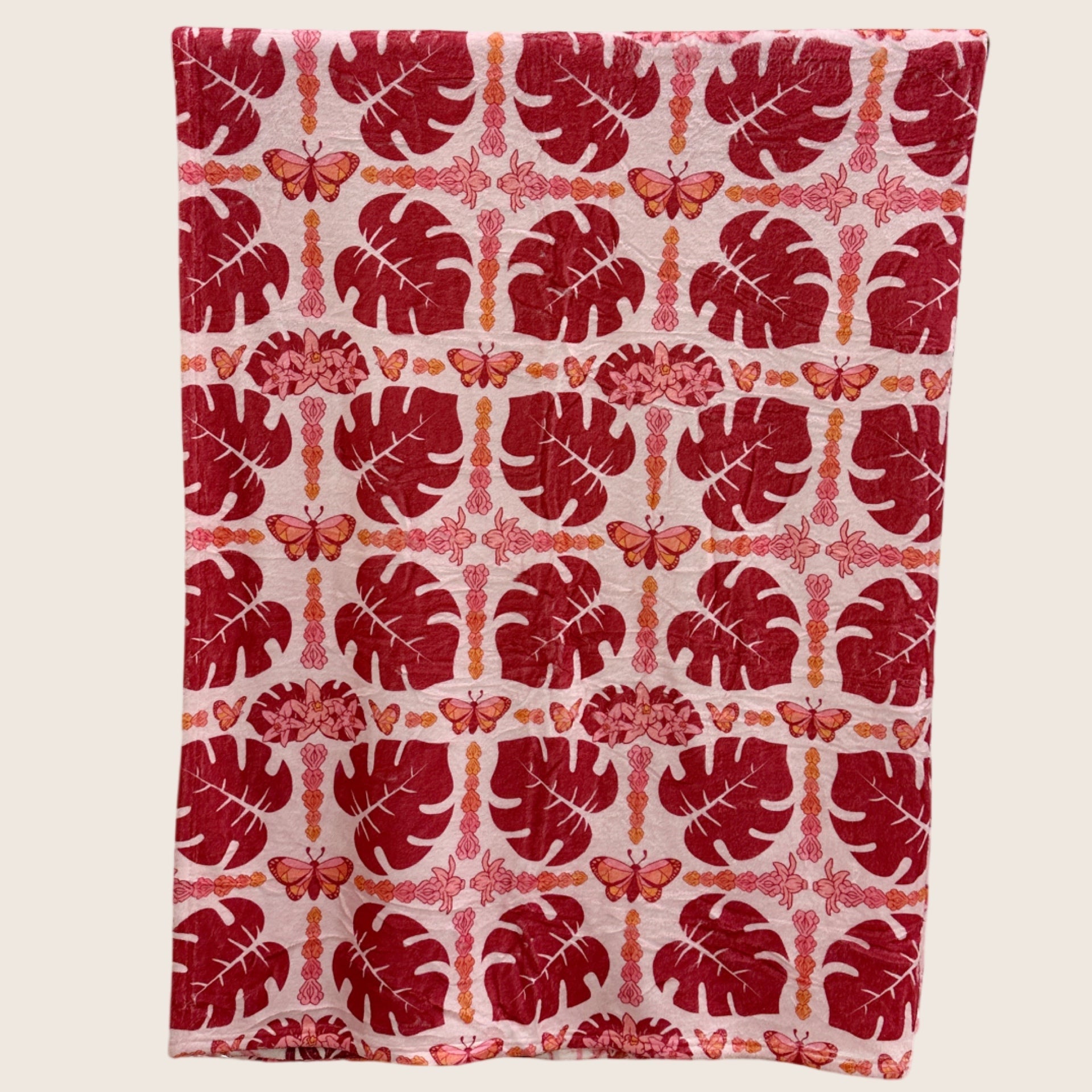 Cream Pahoa/Butterfly Minky Blanket - Sweet Sweet Honey Hawaii