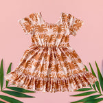 Kanani Monstera Ruffled Tee Dress - pasadenatexaslimos