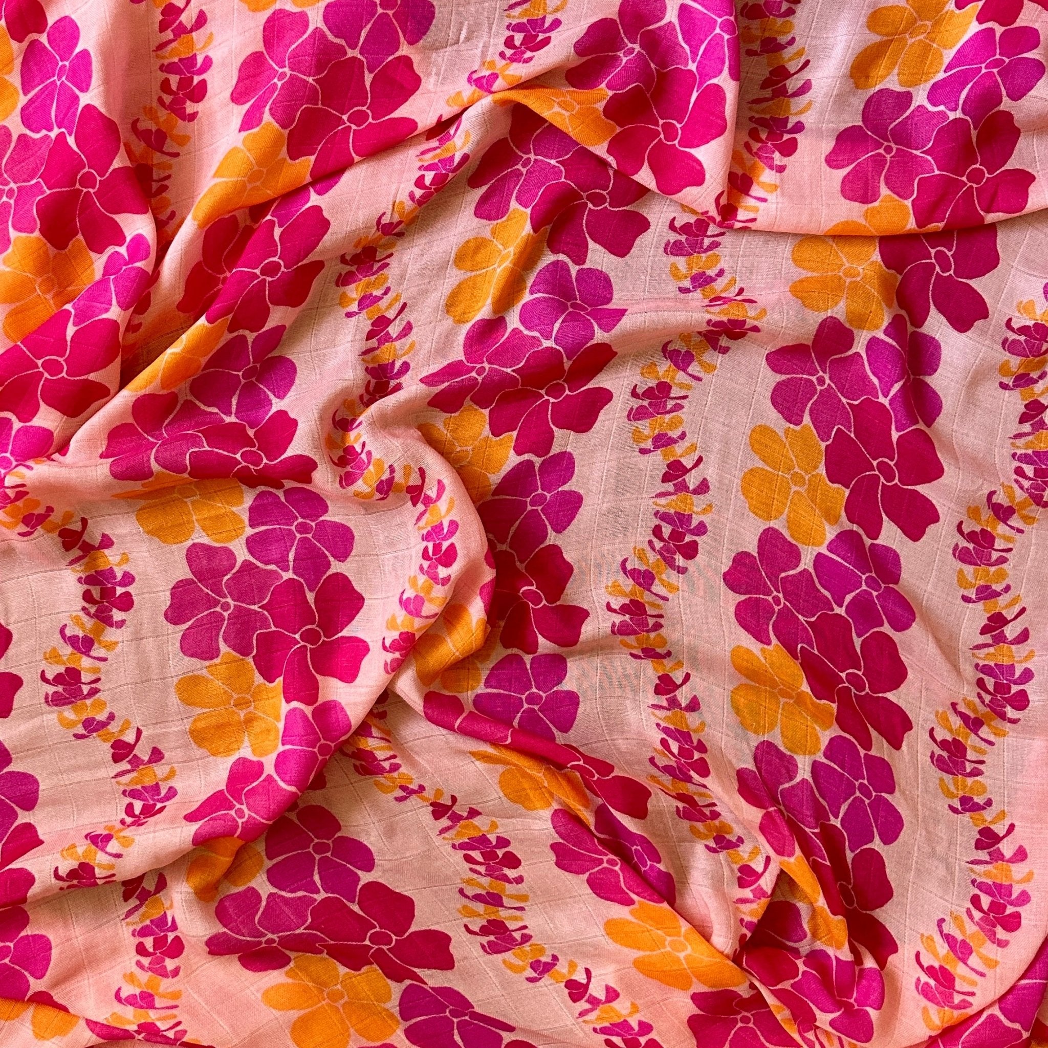 Magenta Puakenikeni Bamboo Swaddle Blanket - Sweet Sweet Honey Hawaii