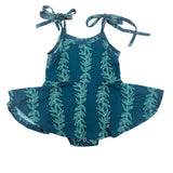 Maile lei ruffle tie onesie - Sweet Sweet Honey Hawaii