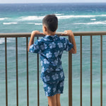 Midnight Blue Hibiscus Collared Shirt - Sweet Sweet Honey Hawaii