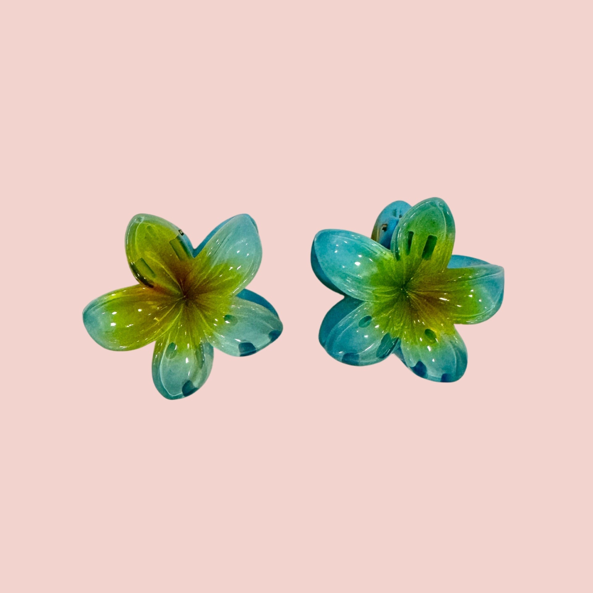 Plumeria Mini Clip: Dark Teal/ Yellow - Sweet Sweet Honey Hawaii