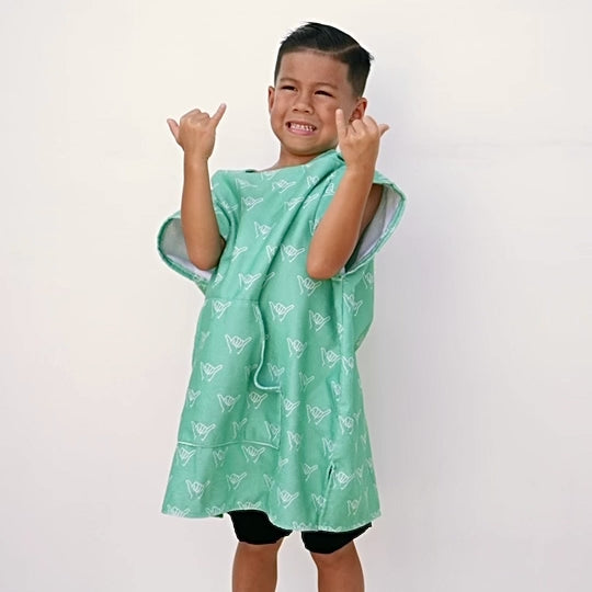 Forest Green Shaka Hooded Beach towel