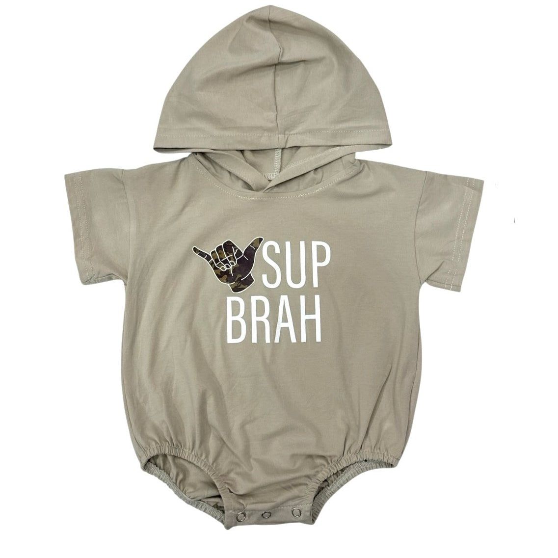 Sup Brah sandy hooded onesie - pasadenatexaslimos