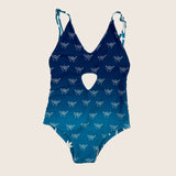 Teal Tiare/Shaka Ombre Peek - a - Boo reversible Swimsuit - Sweet Sweet Honey Hawaii