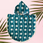 Tiare Teal Pom Pom Hooded Towel - Sweet Sweet Honey Hawaii