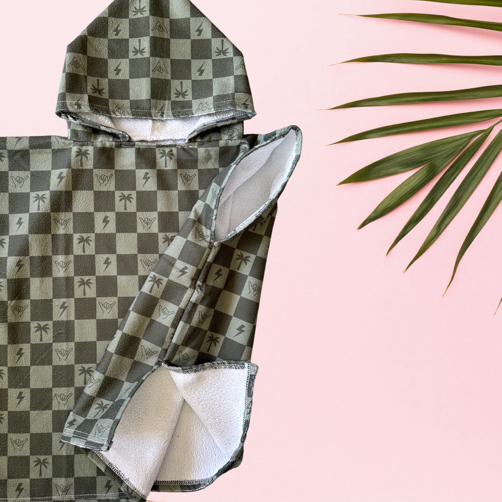 Westside Checkered Army Green Hooded Towel - Sweet Sweet Honey Hawaii