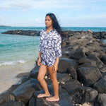 Women's Black Palm Collared Romper - Sweet Sweet Honey Hawaii