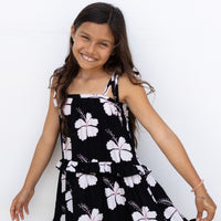 Midnight Hibiscus Kid's Maxi Dress - Sweet Sweet Honey Hawaii