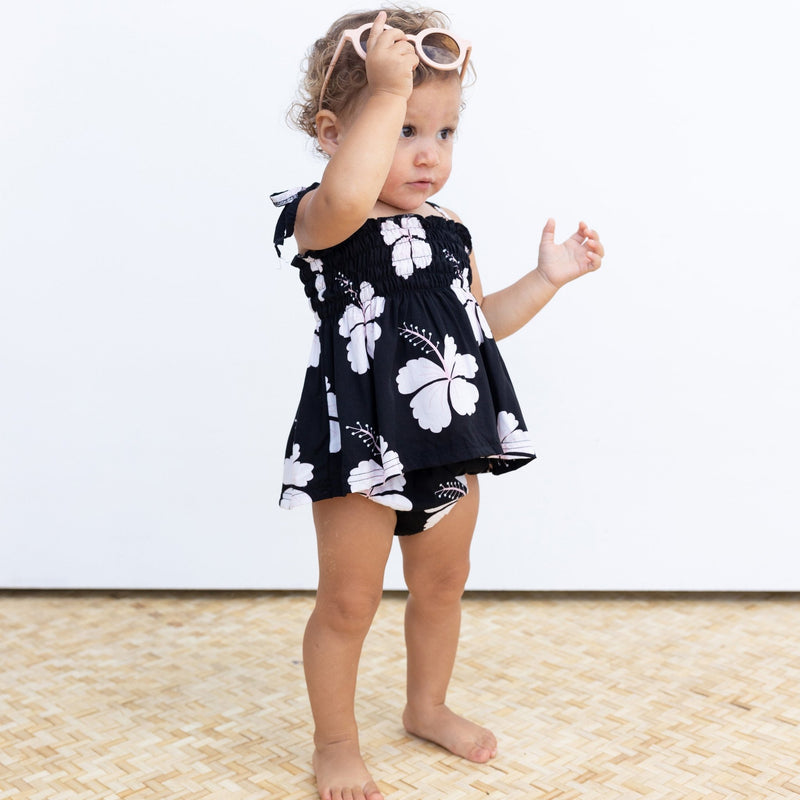 Midnight Hibiscus Tie Top Set - Sweet Sweet Honey Hawaii