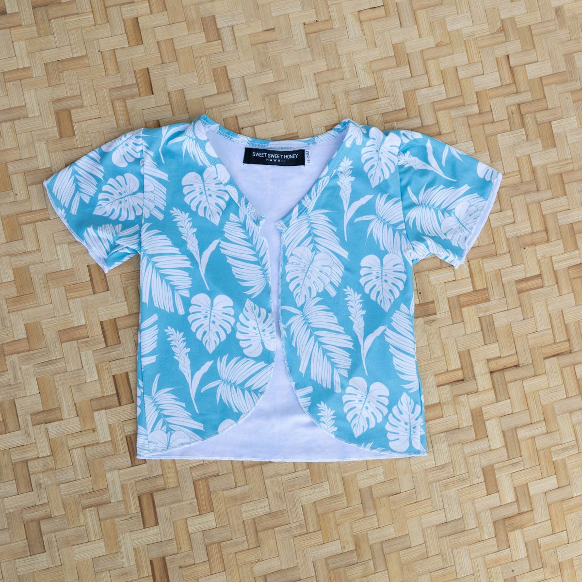 Tropical Palm Blue Cardigan - Sweet Sweet Honey Hawaii
